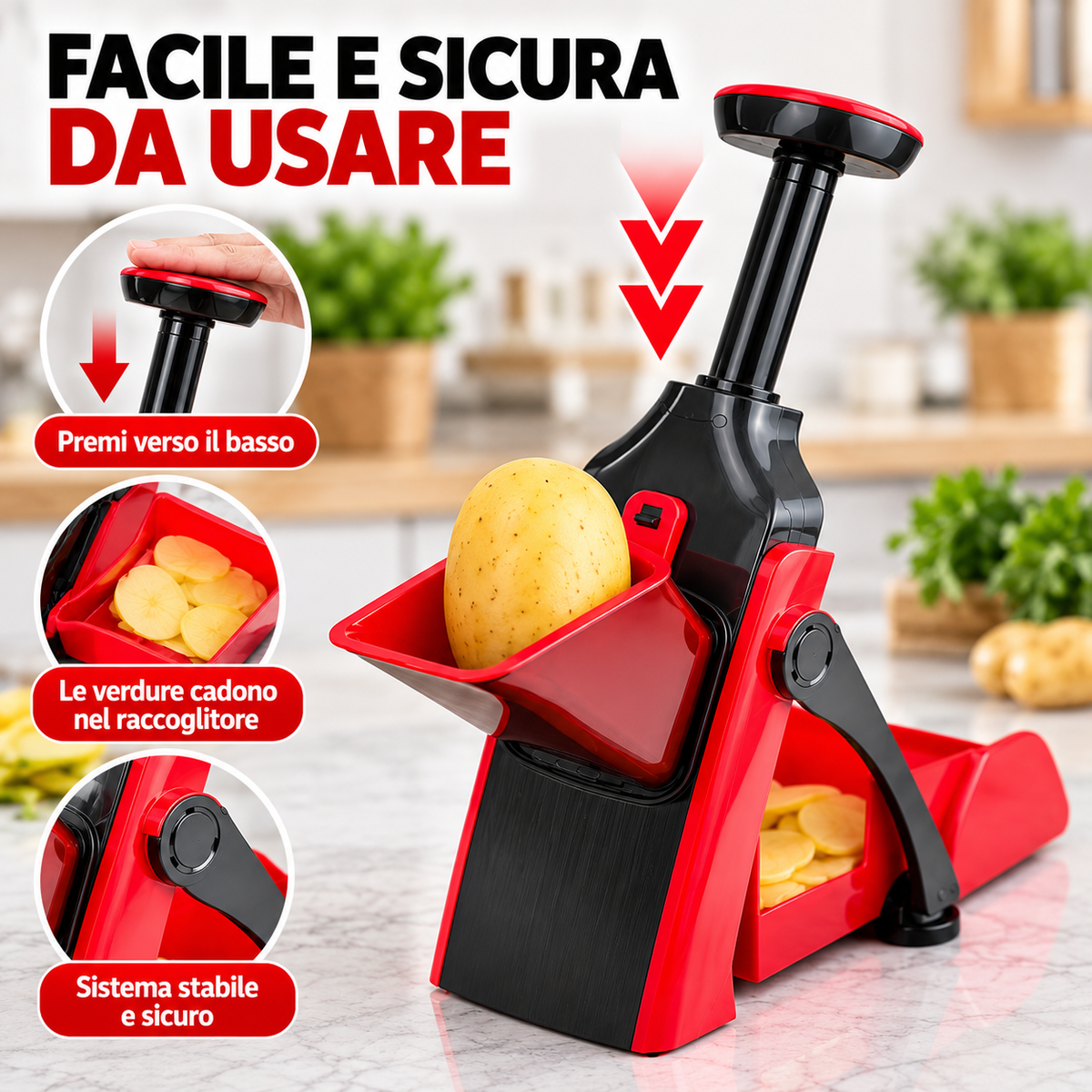 Affettaverdure Samurai Press & Vai – 9 Spessori, 2 Julienne, Lame Inox