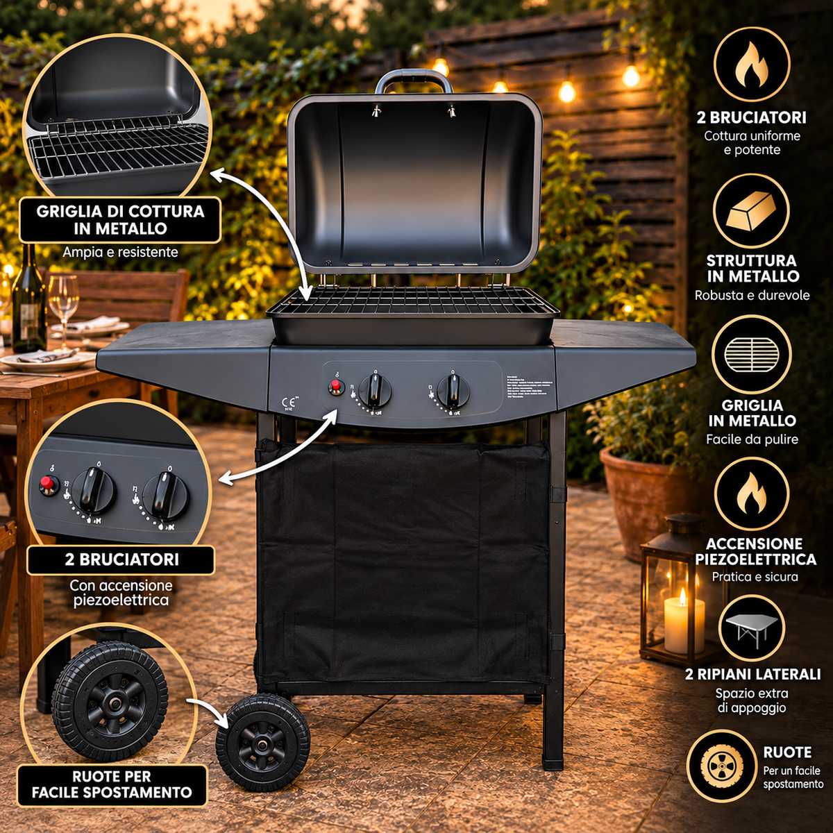 Barbecue a gas 2 fuochi