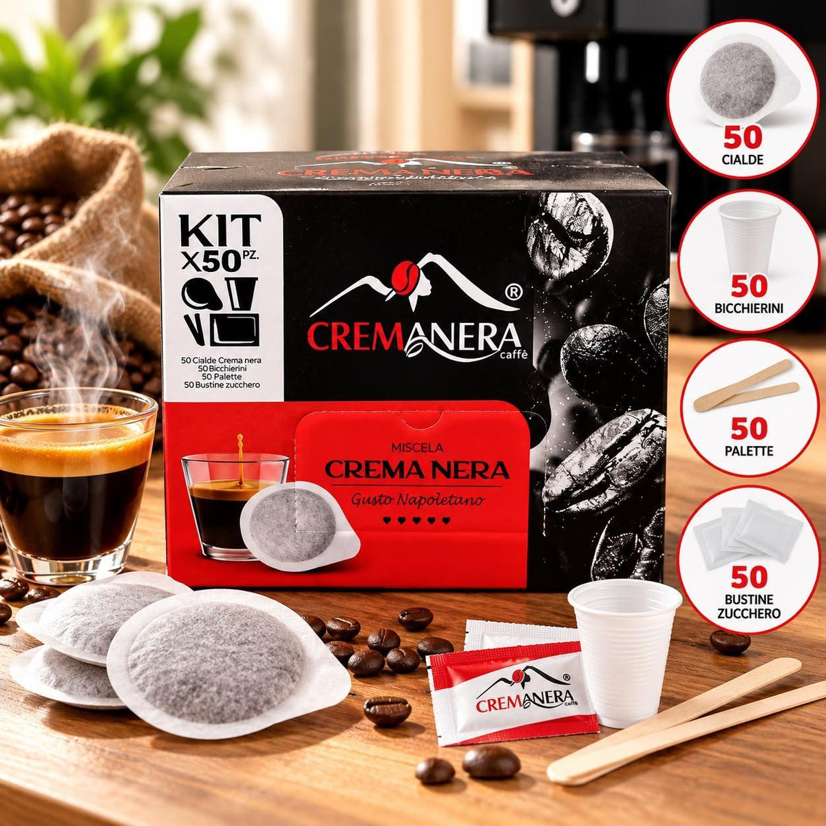 Caffè Cuore Nero 50 Cialde + kit