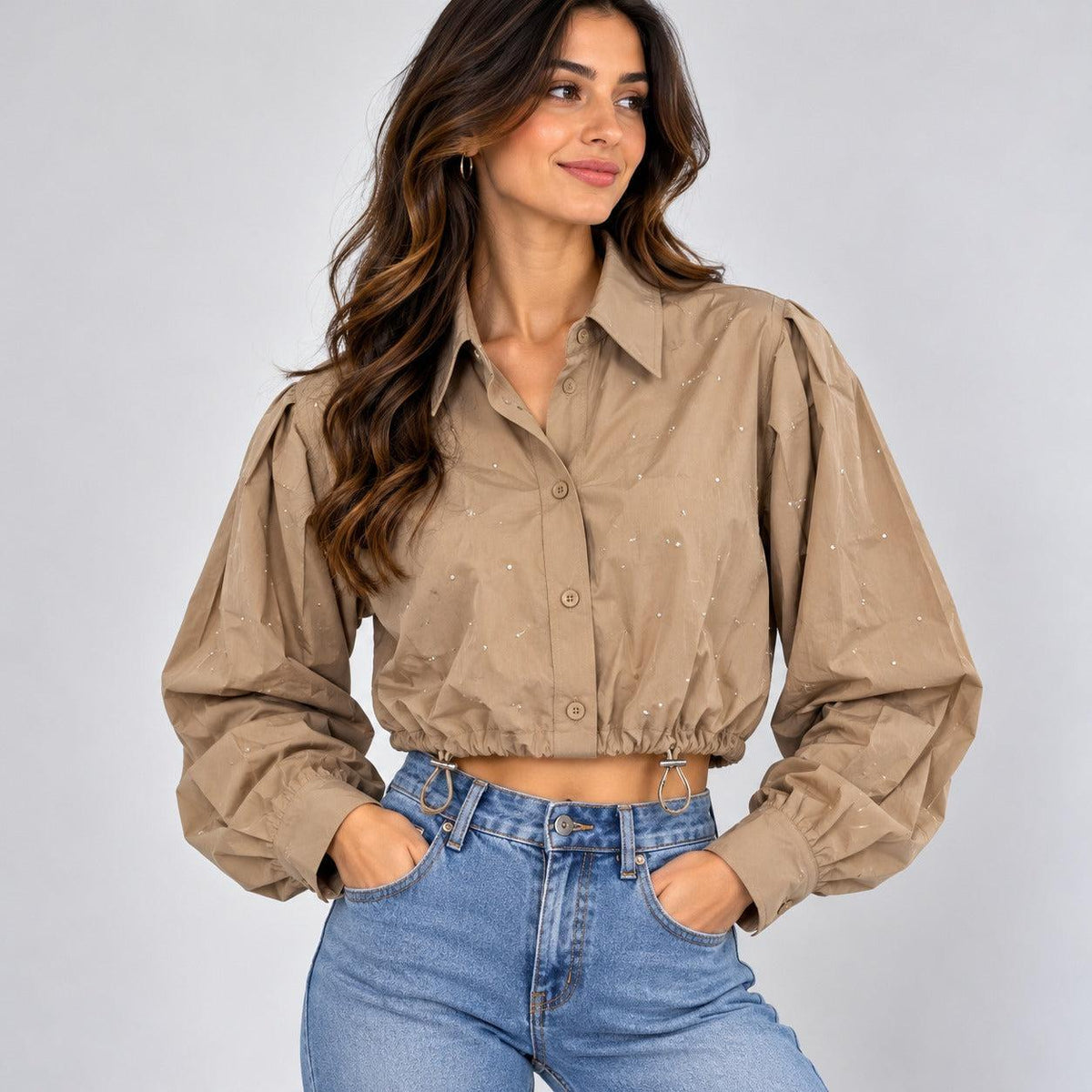 Camicia Crop con strass