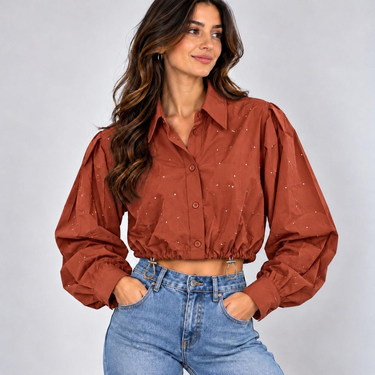 Camicia Crop con strass
