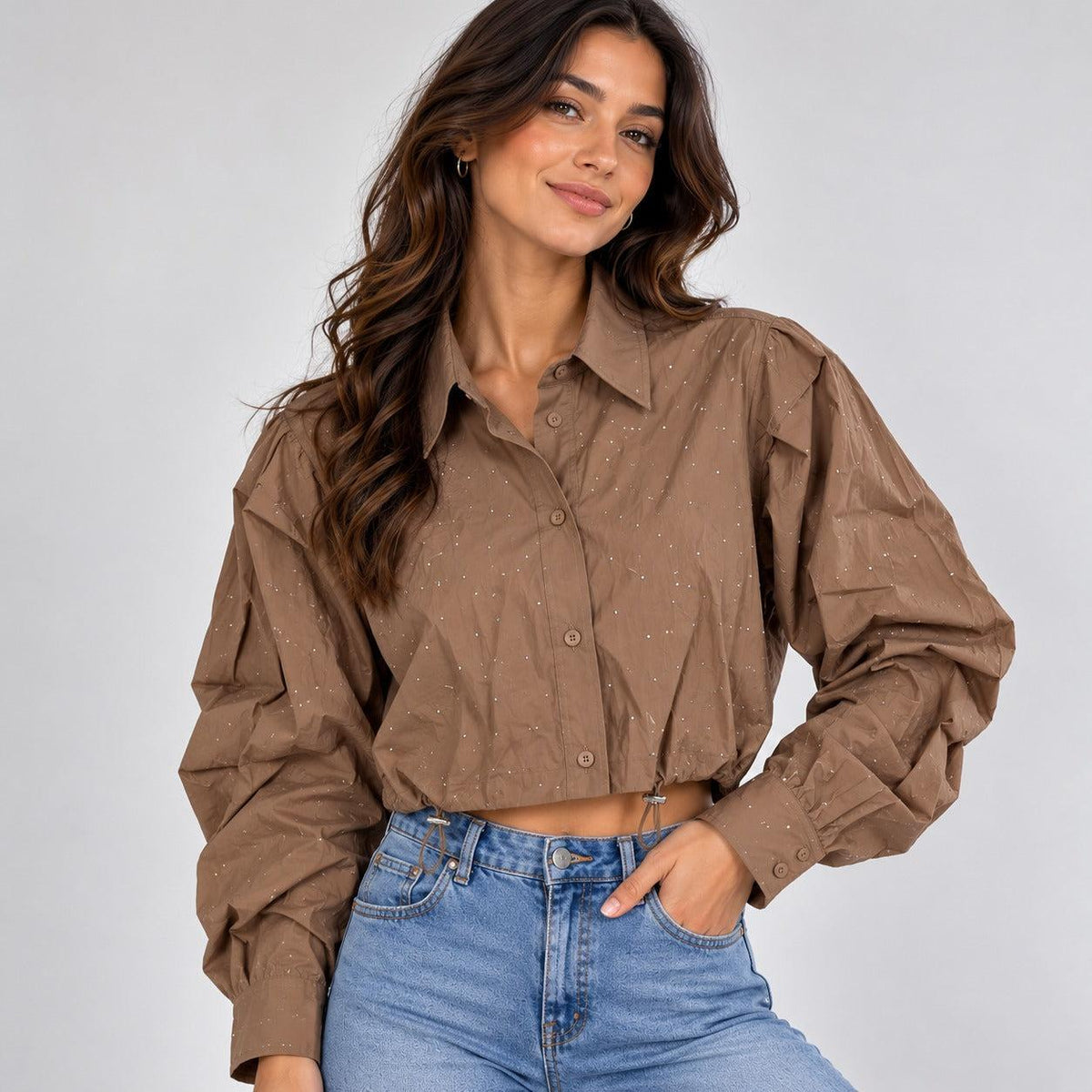 Camicia Crop con strass
