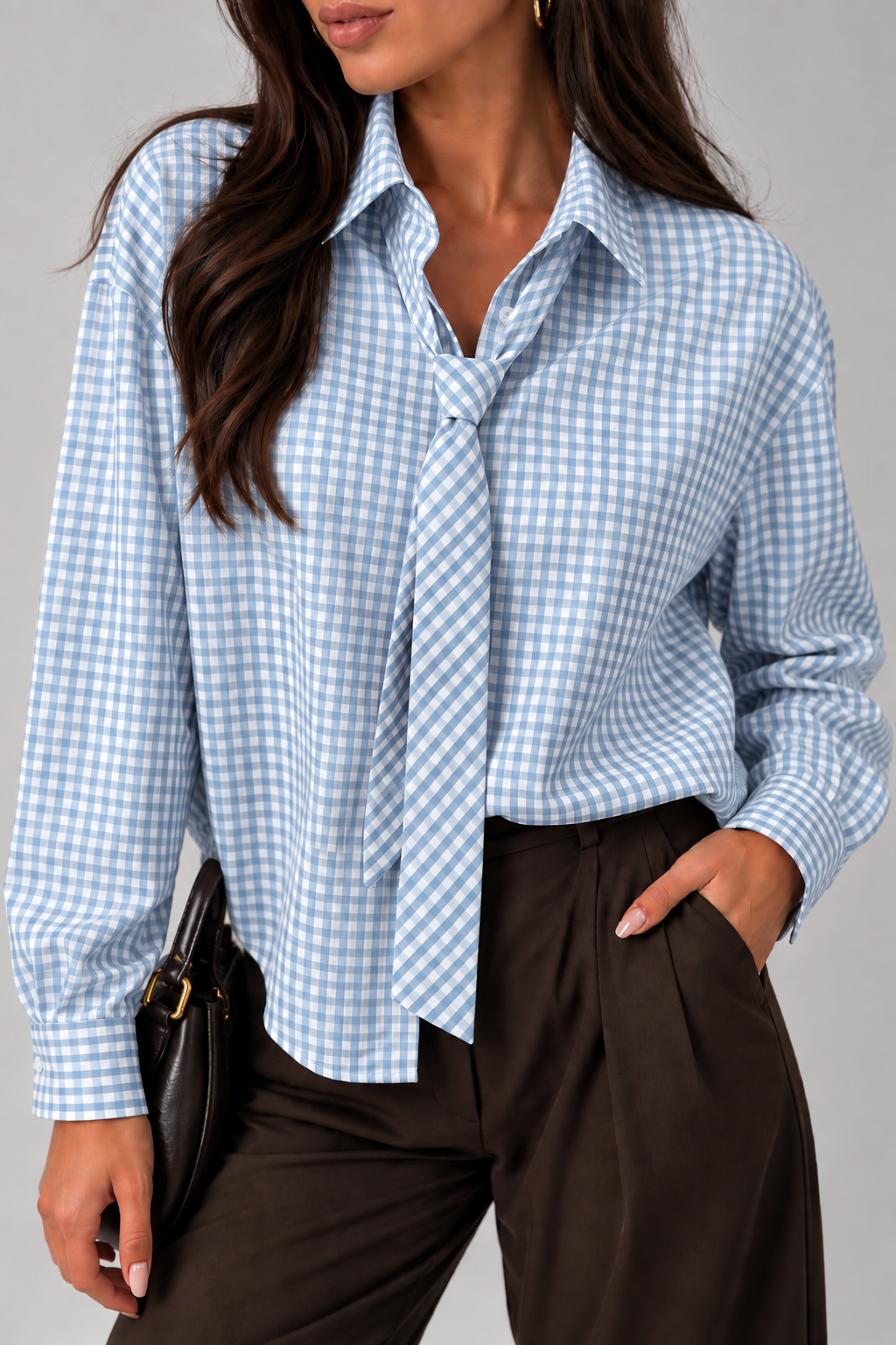 Camicia Donna a Quadretti con Cravatta