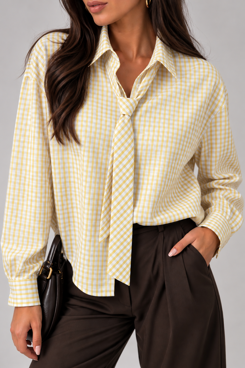 Camicia Donna a Quadretti con Cravatta