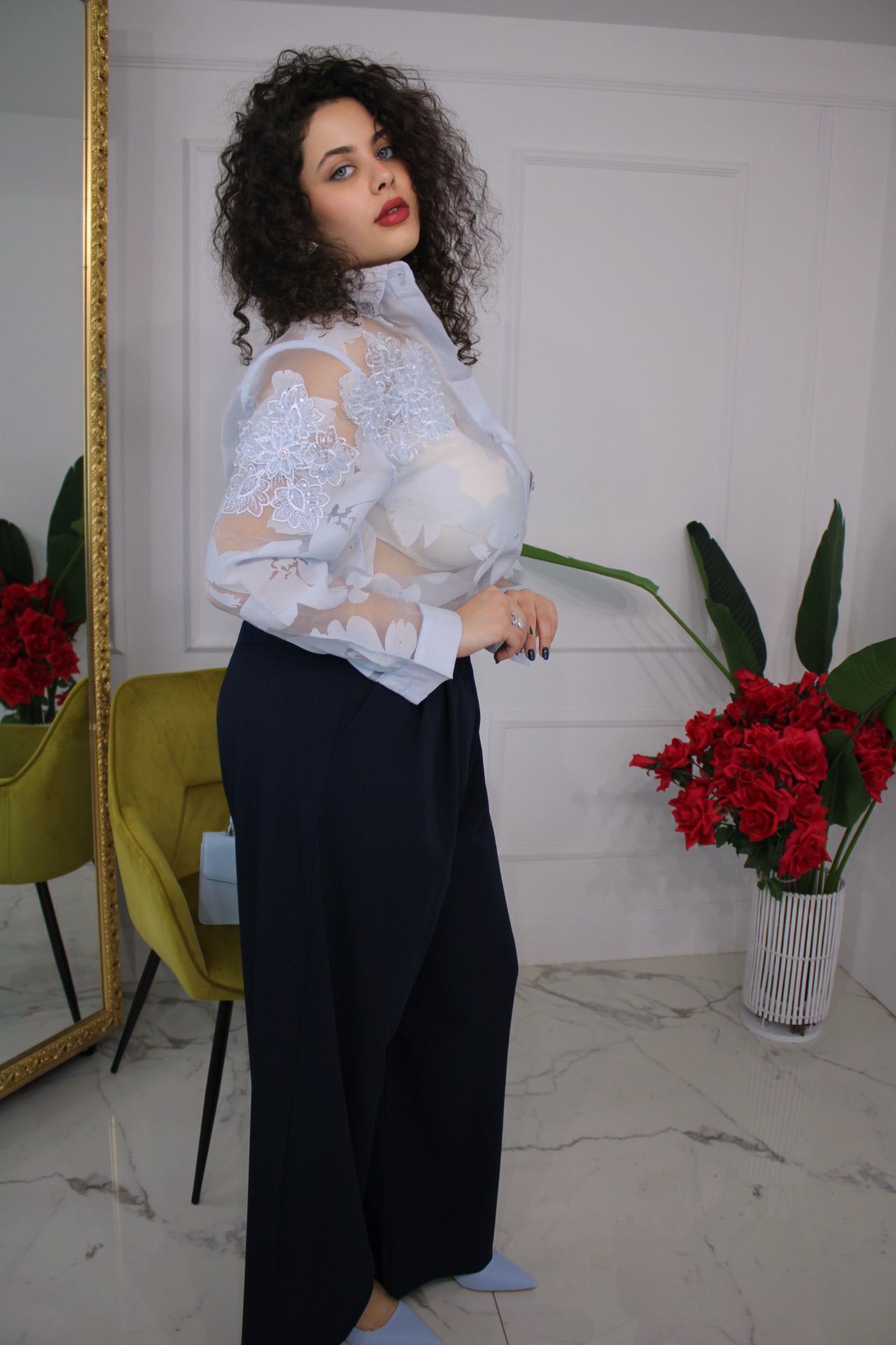 Camicia Flower Celeste