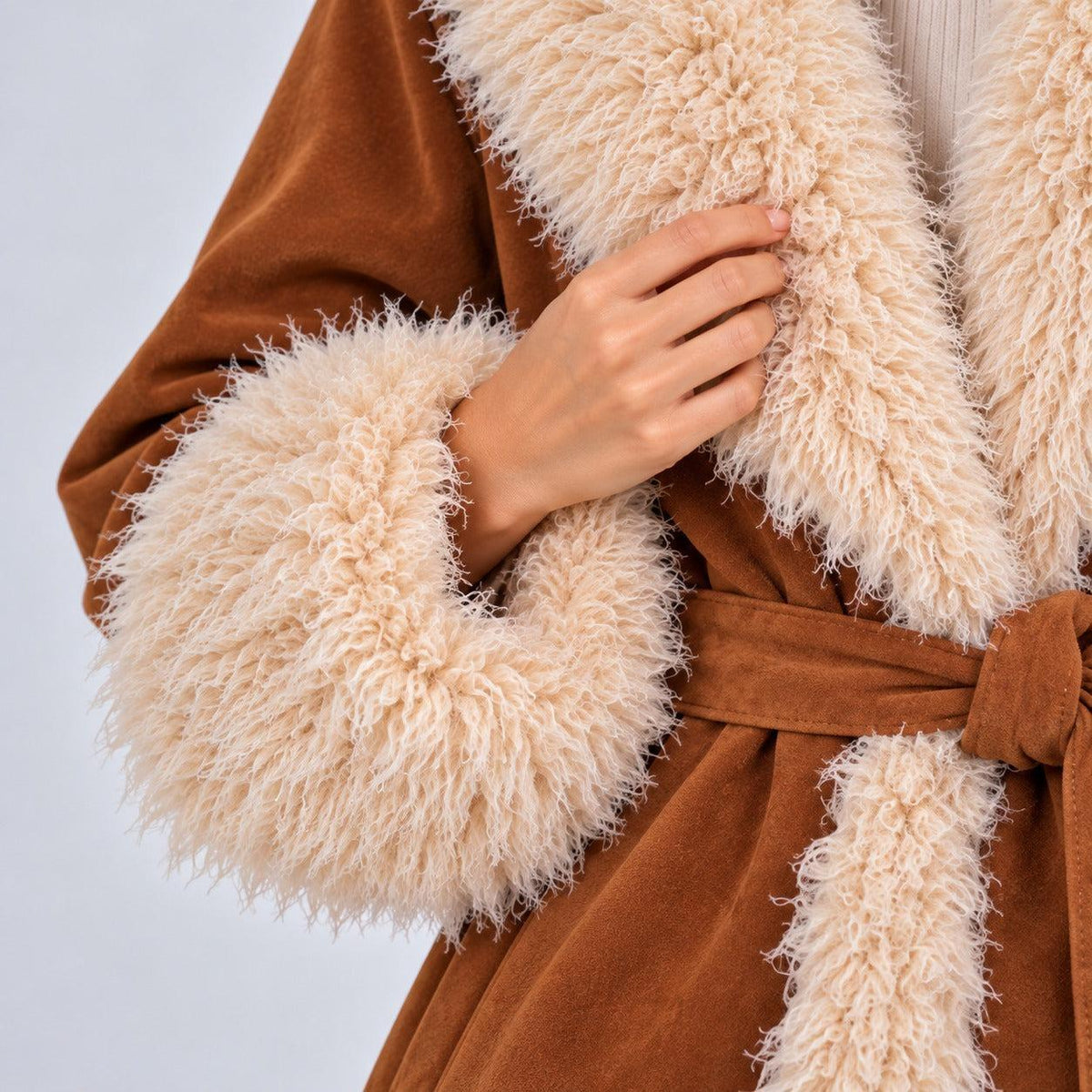 Cappotto camoscio con pelliccia