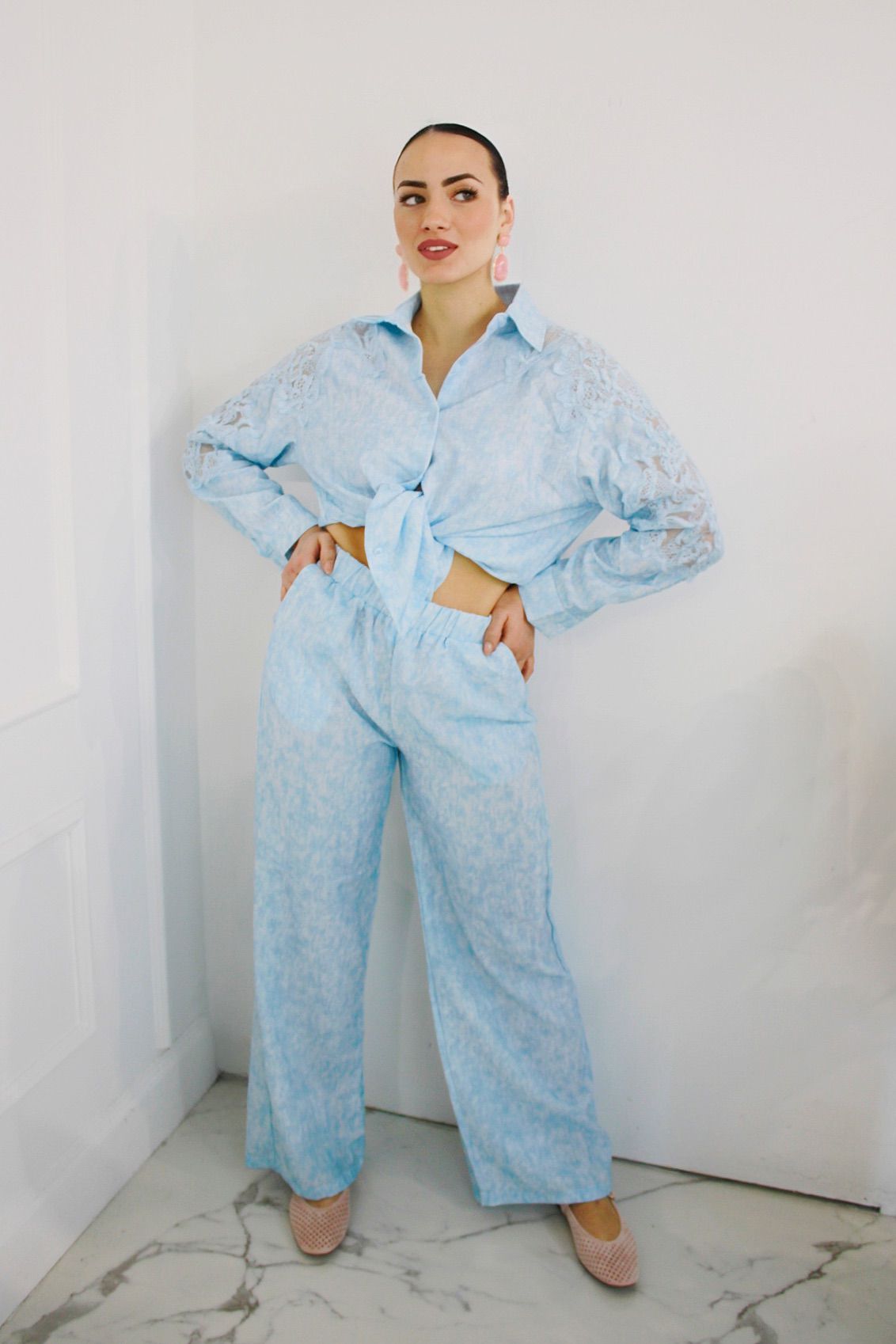 Coordinato Macramè Azzurro