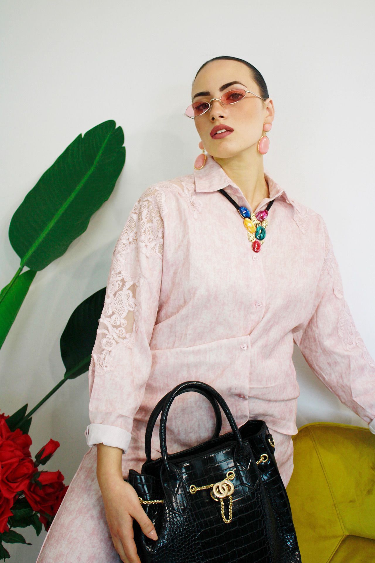 Coordinato Macramè Rosa