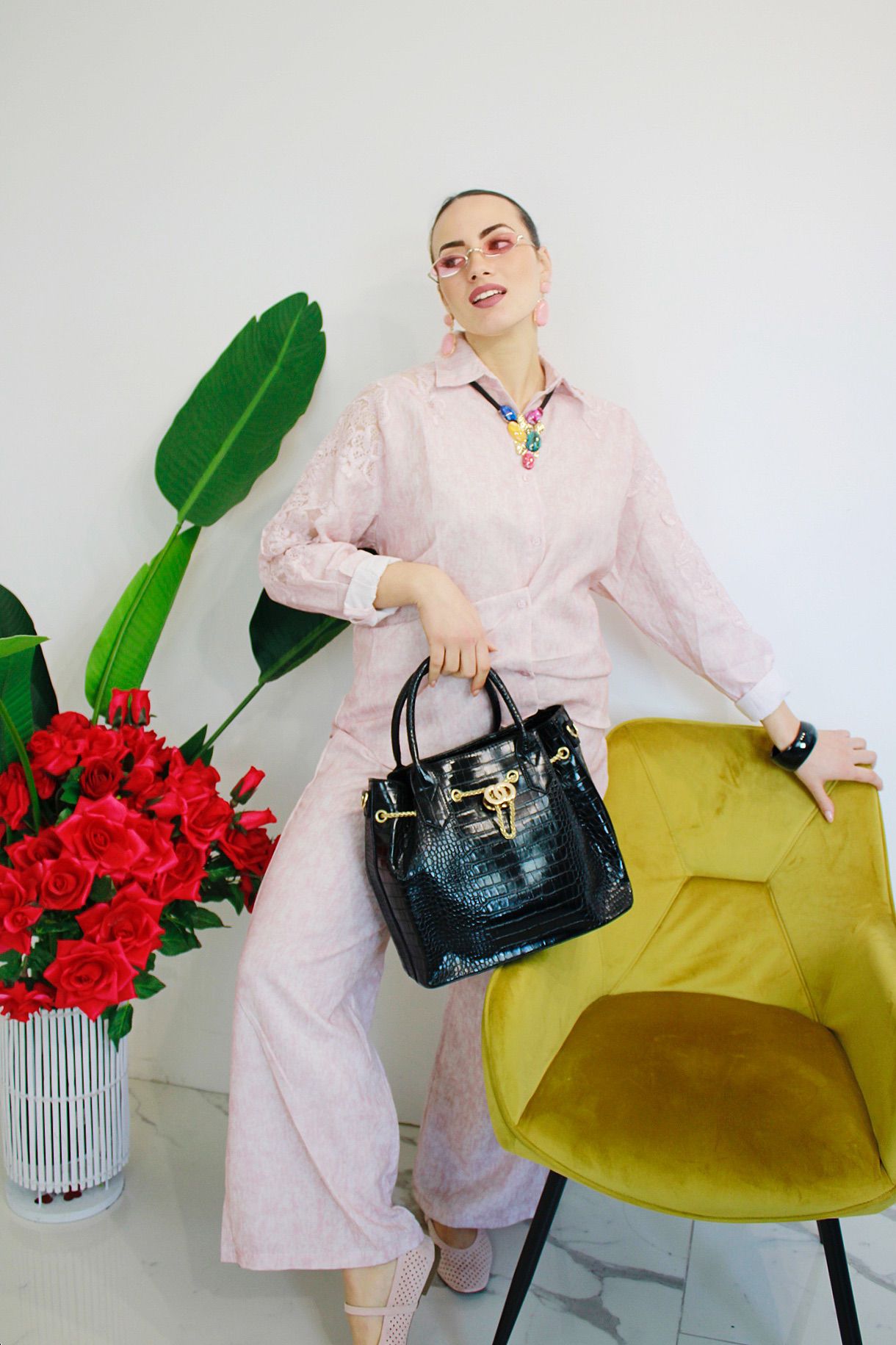 Coordinato Macramè Rosa