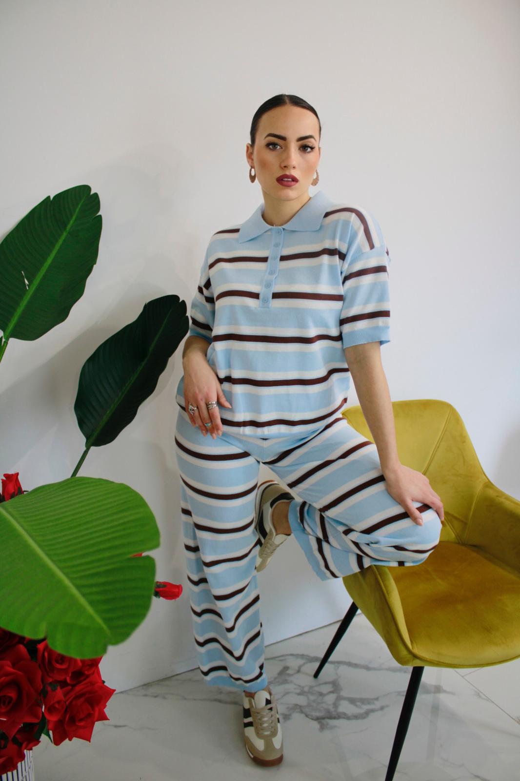 Coordinato Strips Celeste