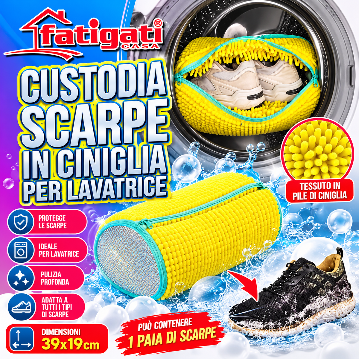 Custodia Scarpe in ciniglia per la lavatrice