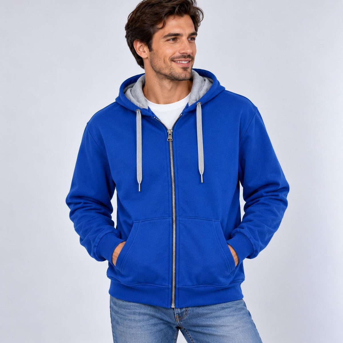Felpa basic con zip e cappuccio