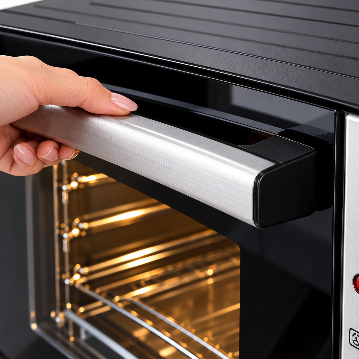 Forno Elettrico Kooper 80 Litri – 230°C, 4 Funzioni di Cottura, Timer 90 Minuti, Doppio Vetro, 3 Manopole e Accessori Inclusi