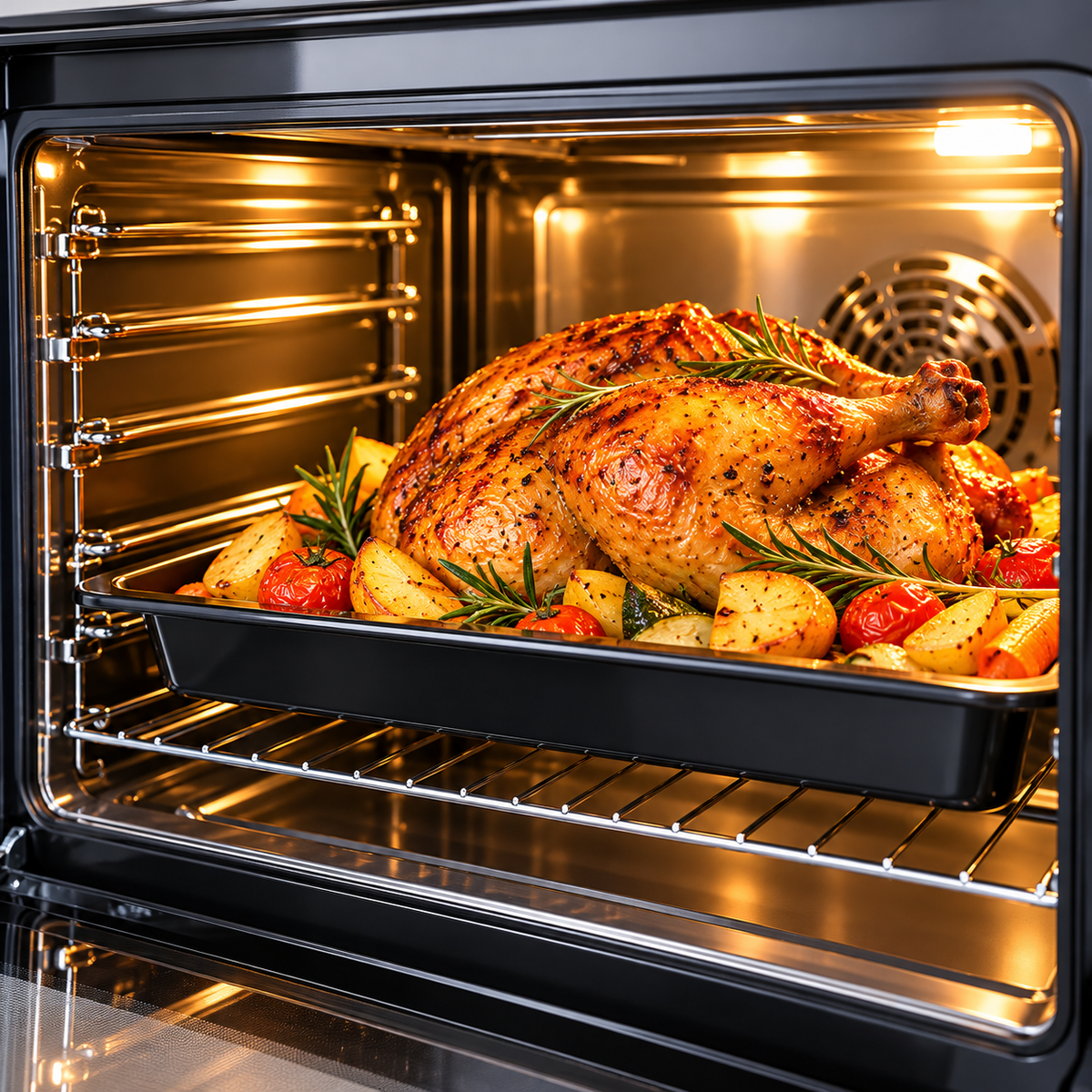 Forno Elettrico Kooper 80 Litri – 230°C, 4 Funzioni di Cottura, Timer 90 Minuti, Doppio Vetro, 3 Manopole e Accessori Inclusi
