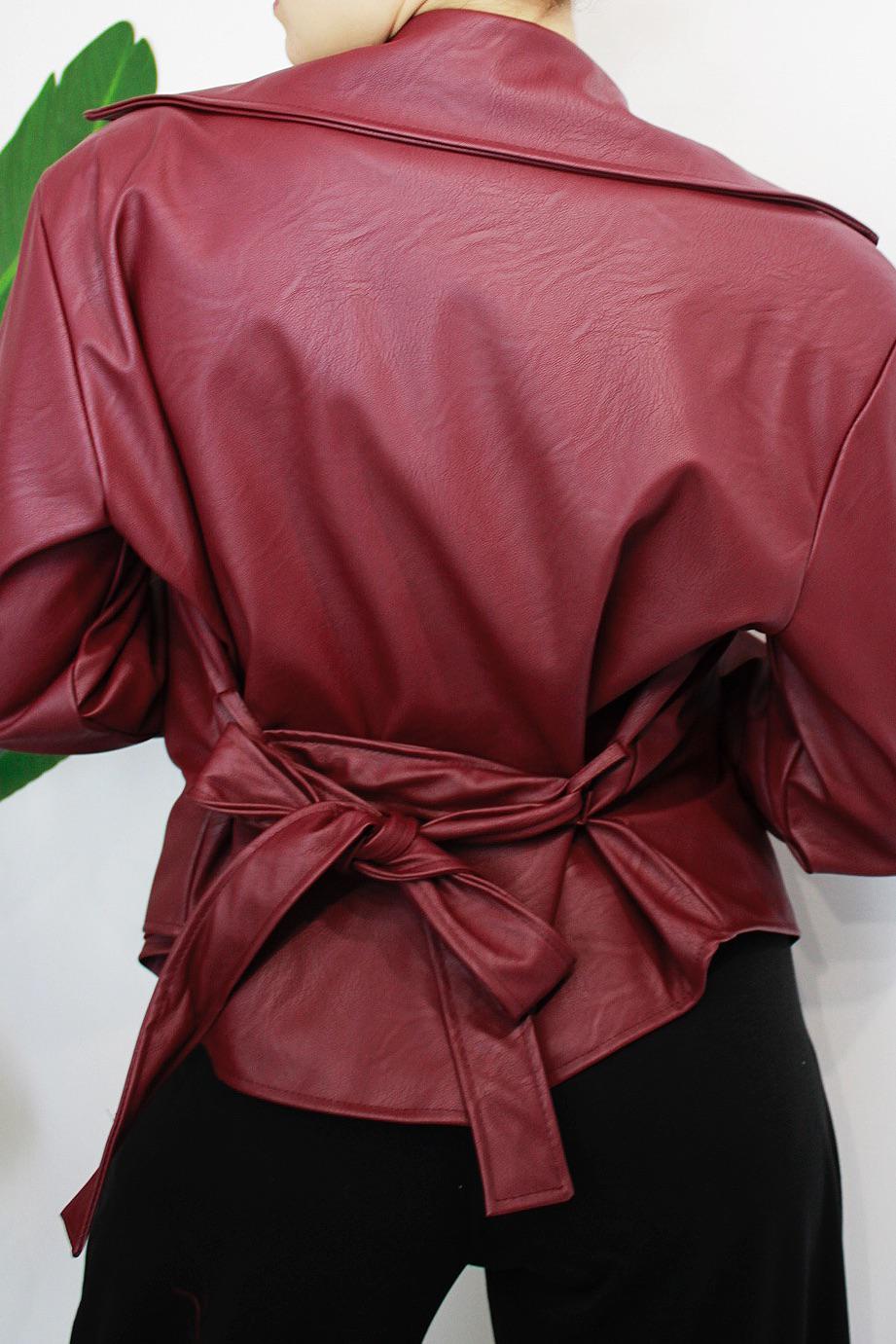 Giacca in pelle Bordeaux