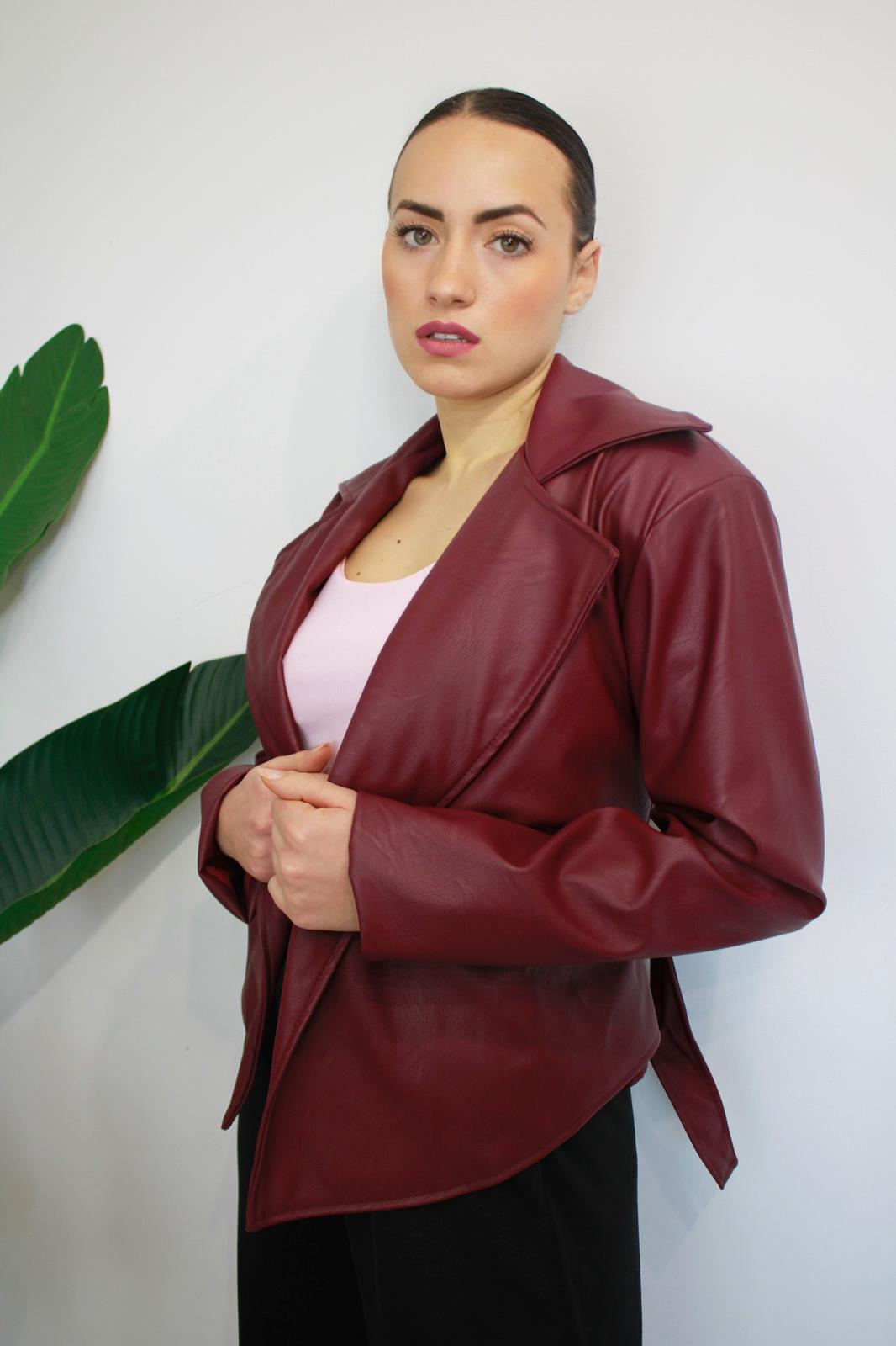 Giacca in pelle Bordeaux