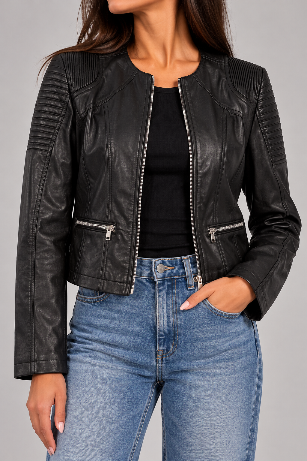 Giacca Biker Donna in Ecopelle