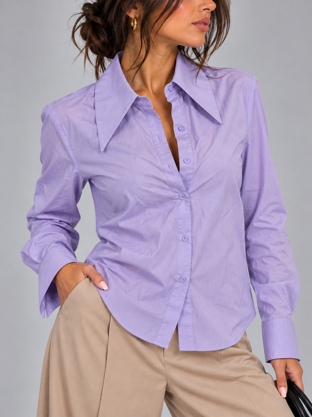 Camicia con colletto svasato