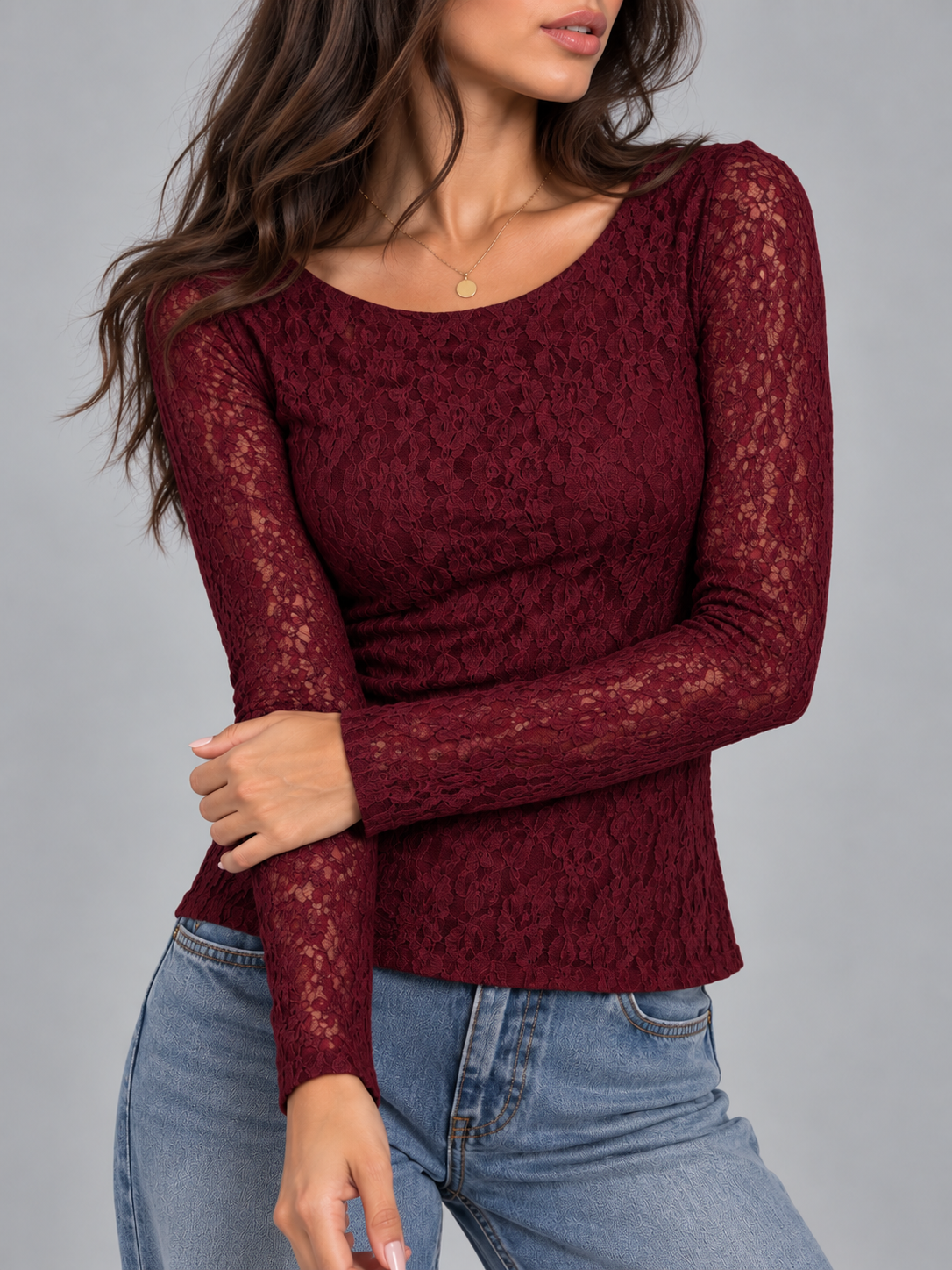 Maglia in Pizzo Manica Lunga