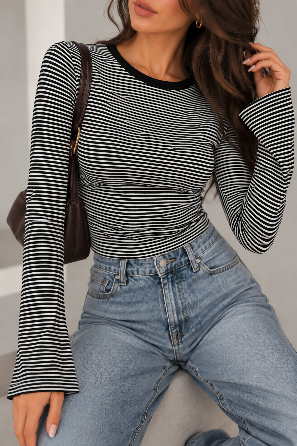 Maglia a Righe con Maniche Svasate