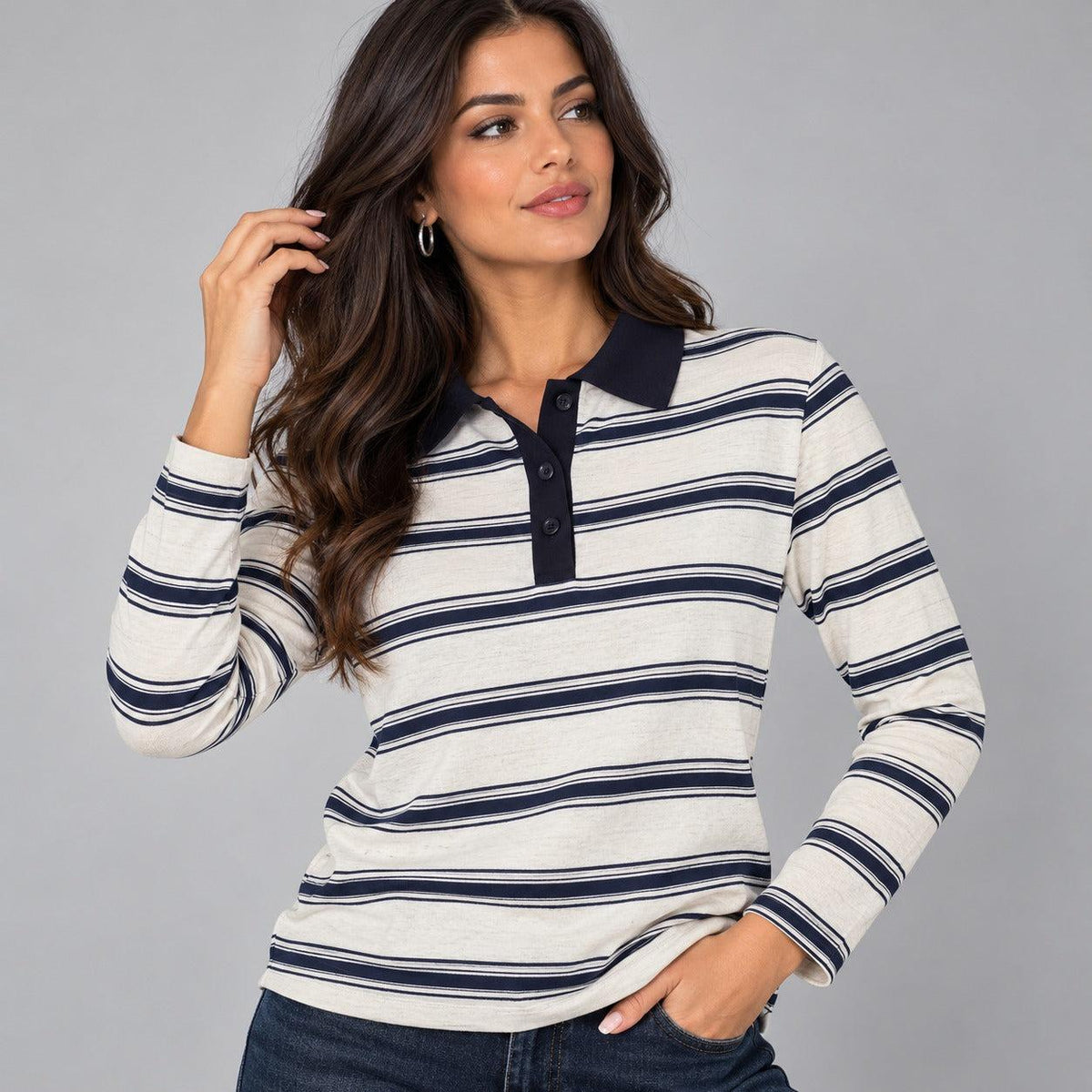 Maglia a righe con colletto