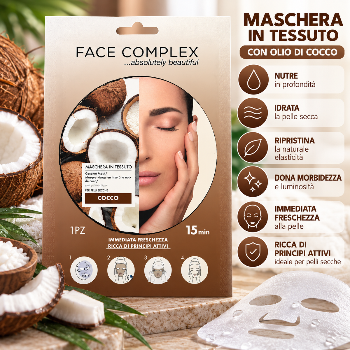 Maschere in tessuto 1 pezzo per il viso