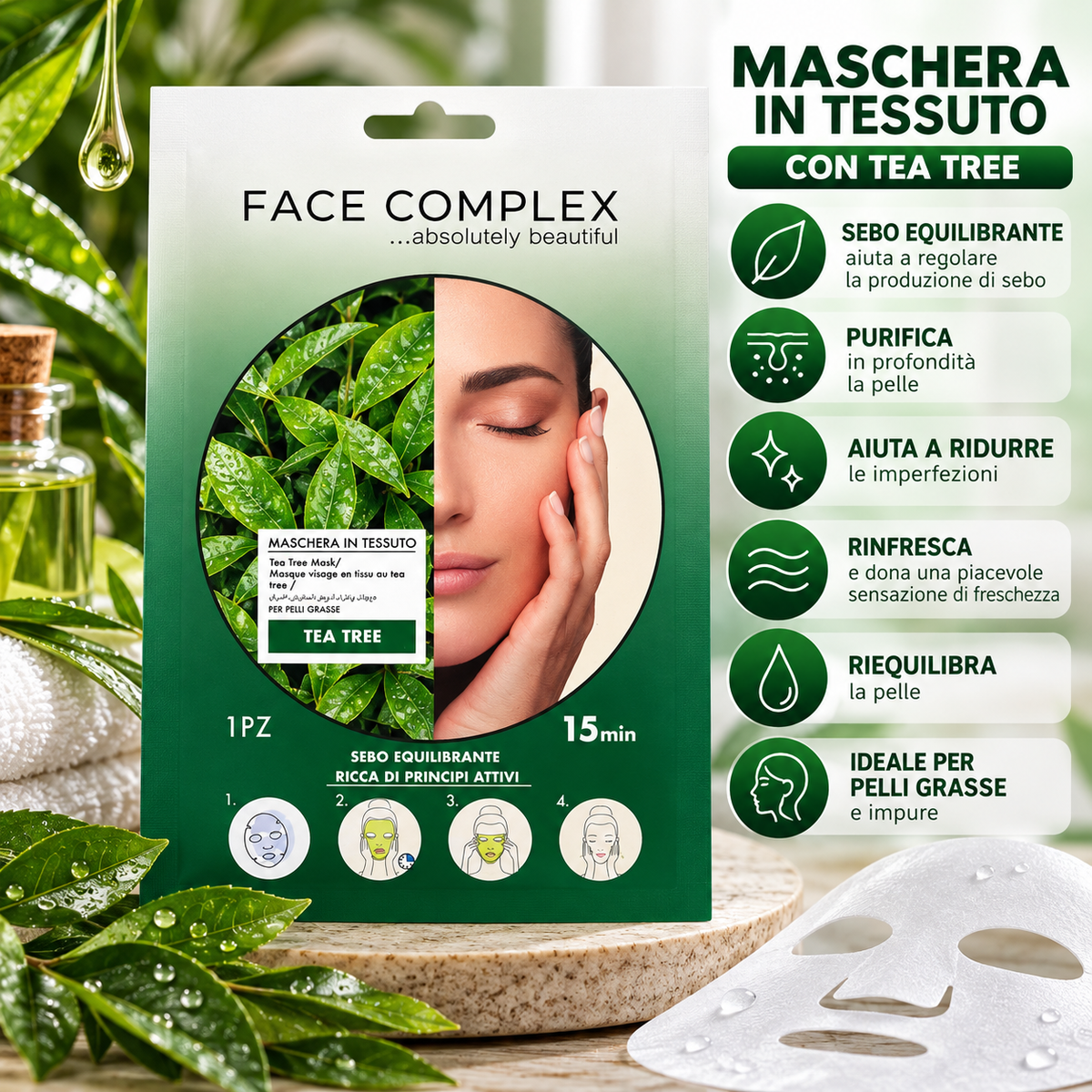 Maschere in tessuto 1 pezzo per il viso