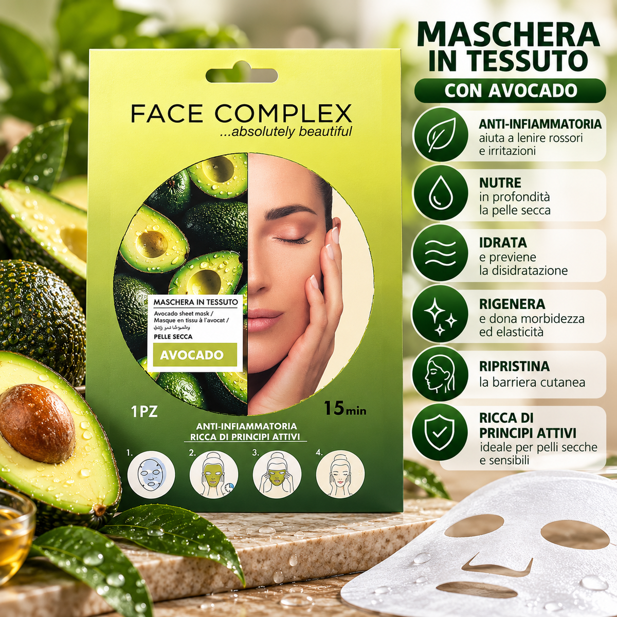 Maschere in tessuto 1 pezzo per il viso