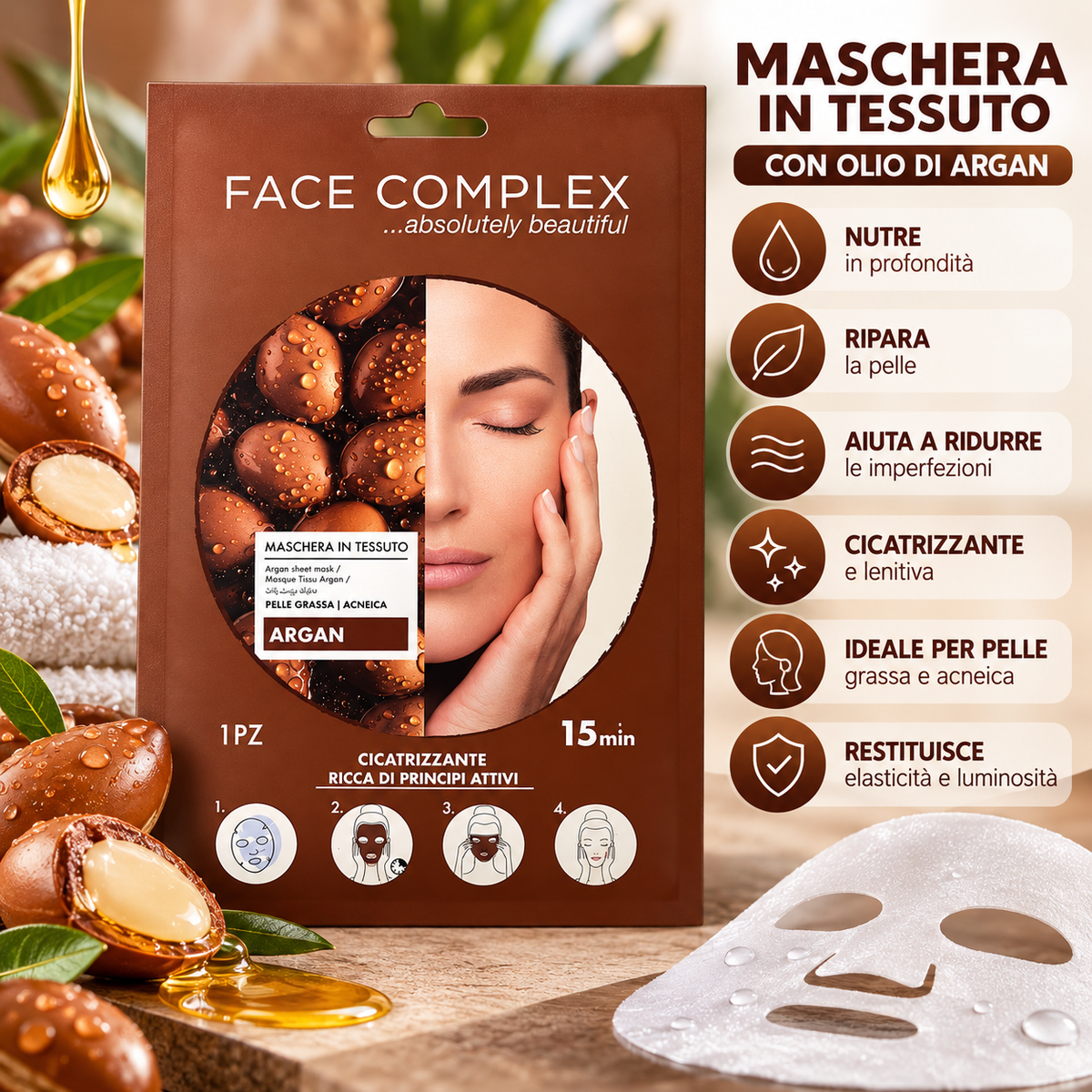 Maschere in tessuto 1 pezzo per il viso