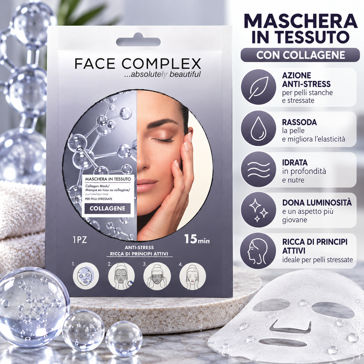 Maschere in tessuto 1 pezzo per il viso