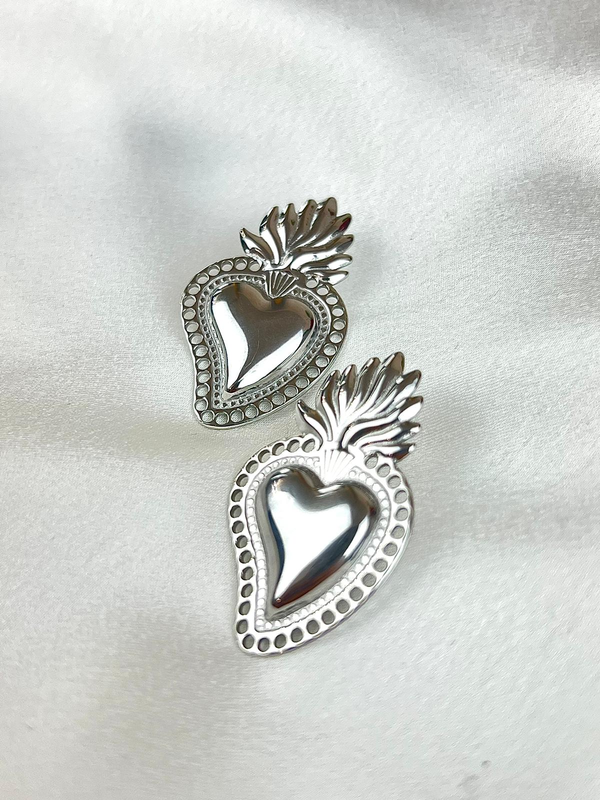 Orecchino Sacro Cuore Argento