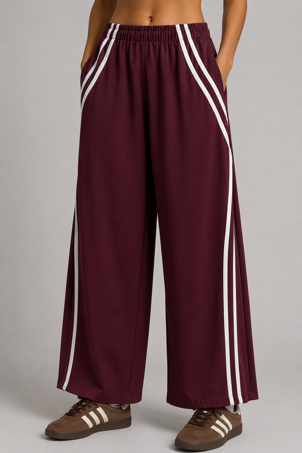 Pantalone Wide Leg Sporty con Bande Laterali