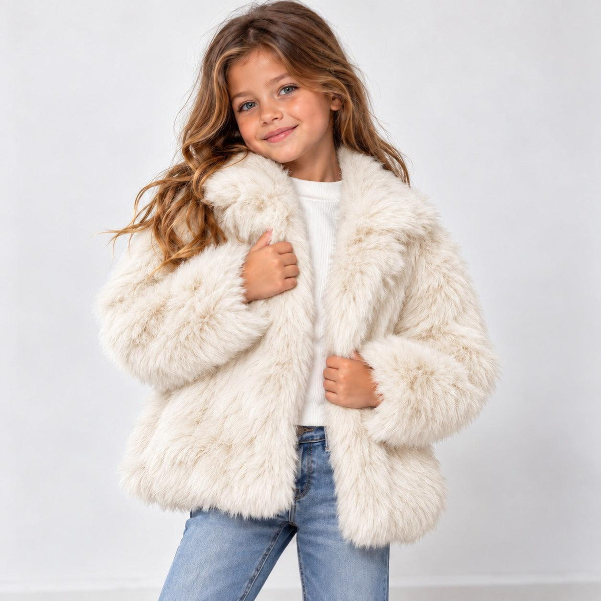 Pelliccia bimba con cappuccio