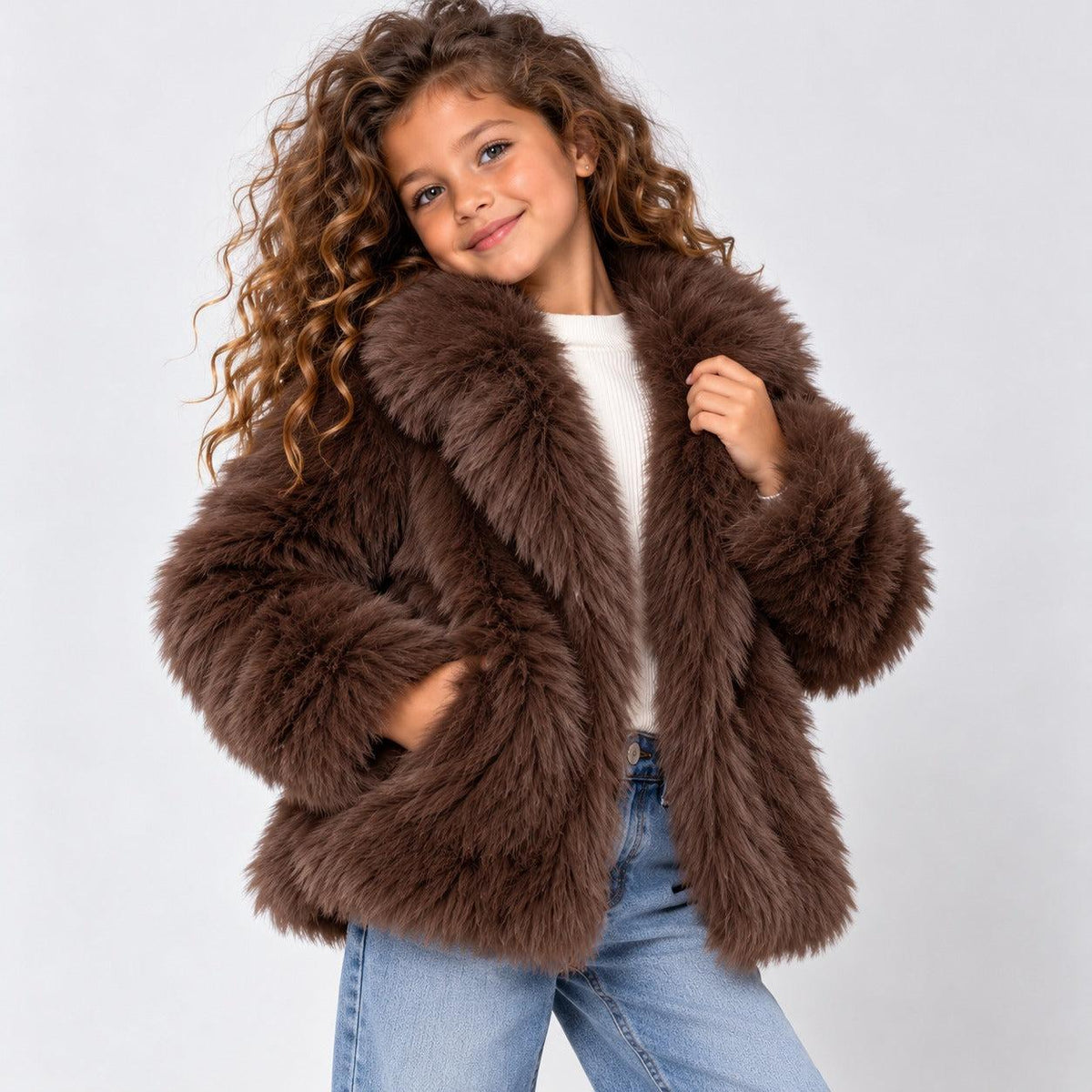 Pelliccia bimba con cappuccio