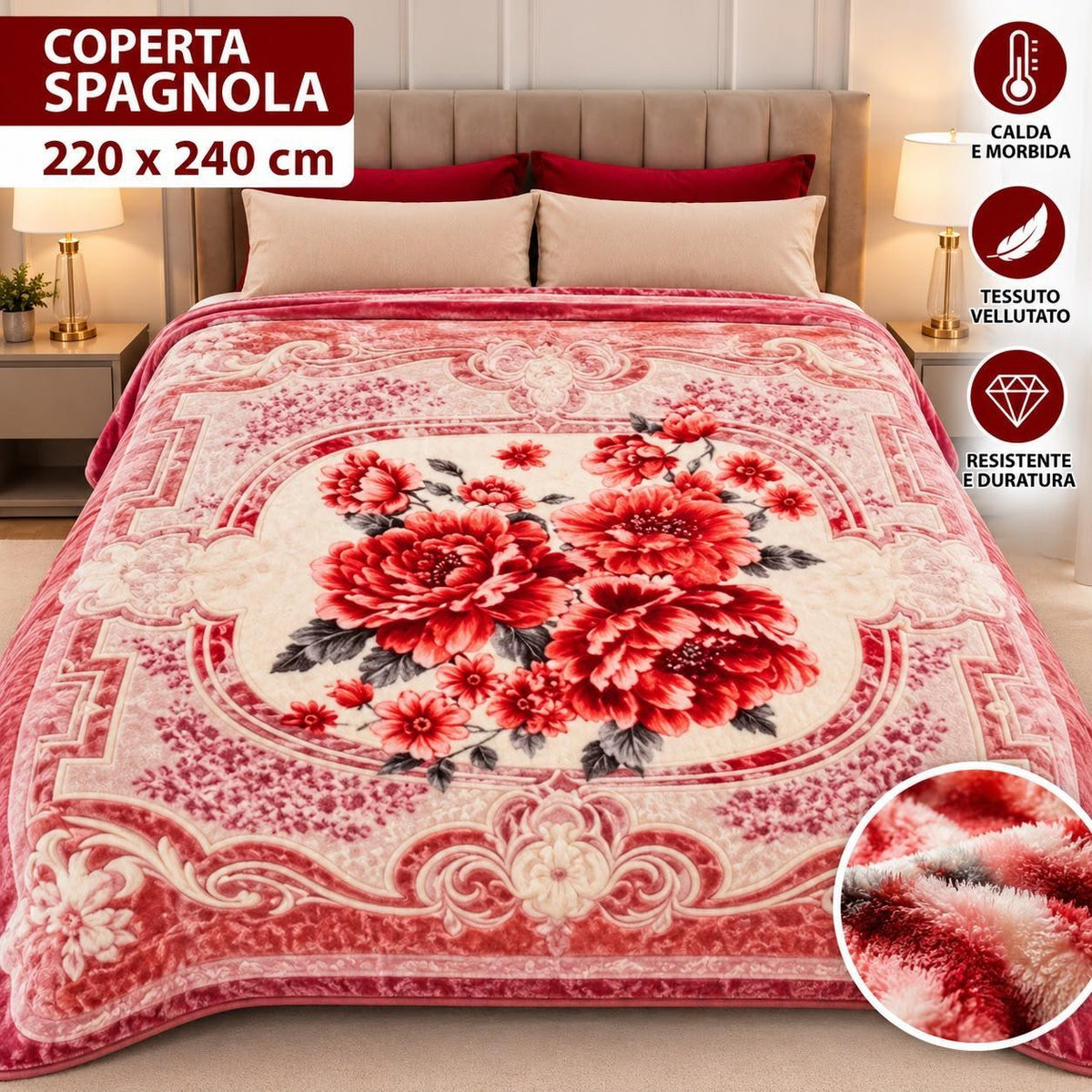 Plaid spagnola Matrimoniale Coccinella
