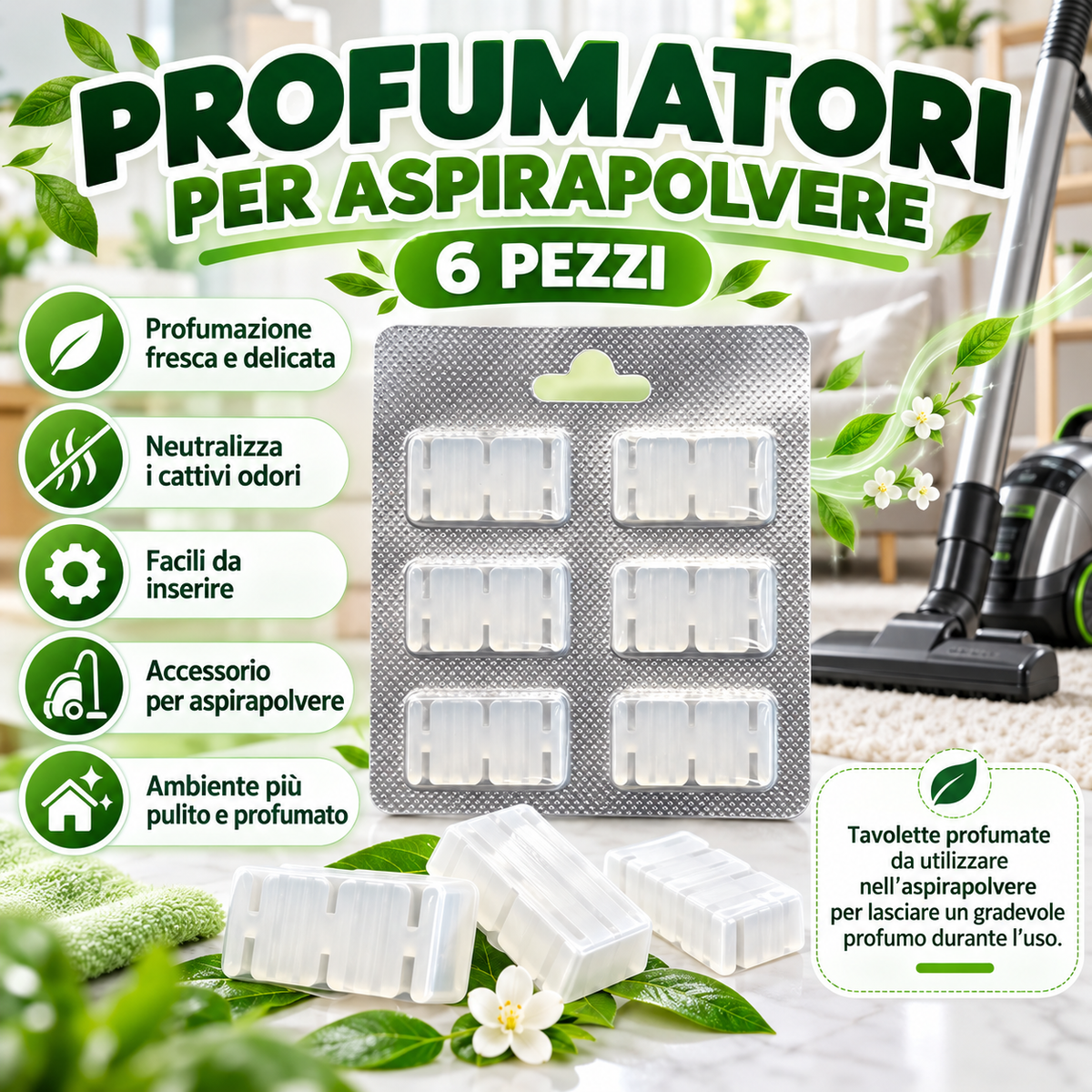 Profumatori universali per aspirapolvere – compatibili con numerosi modelli Folletto