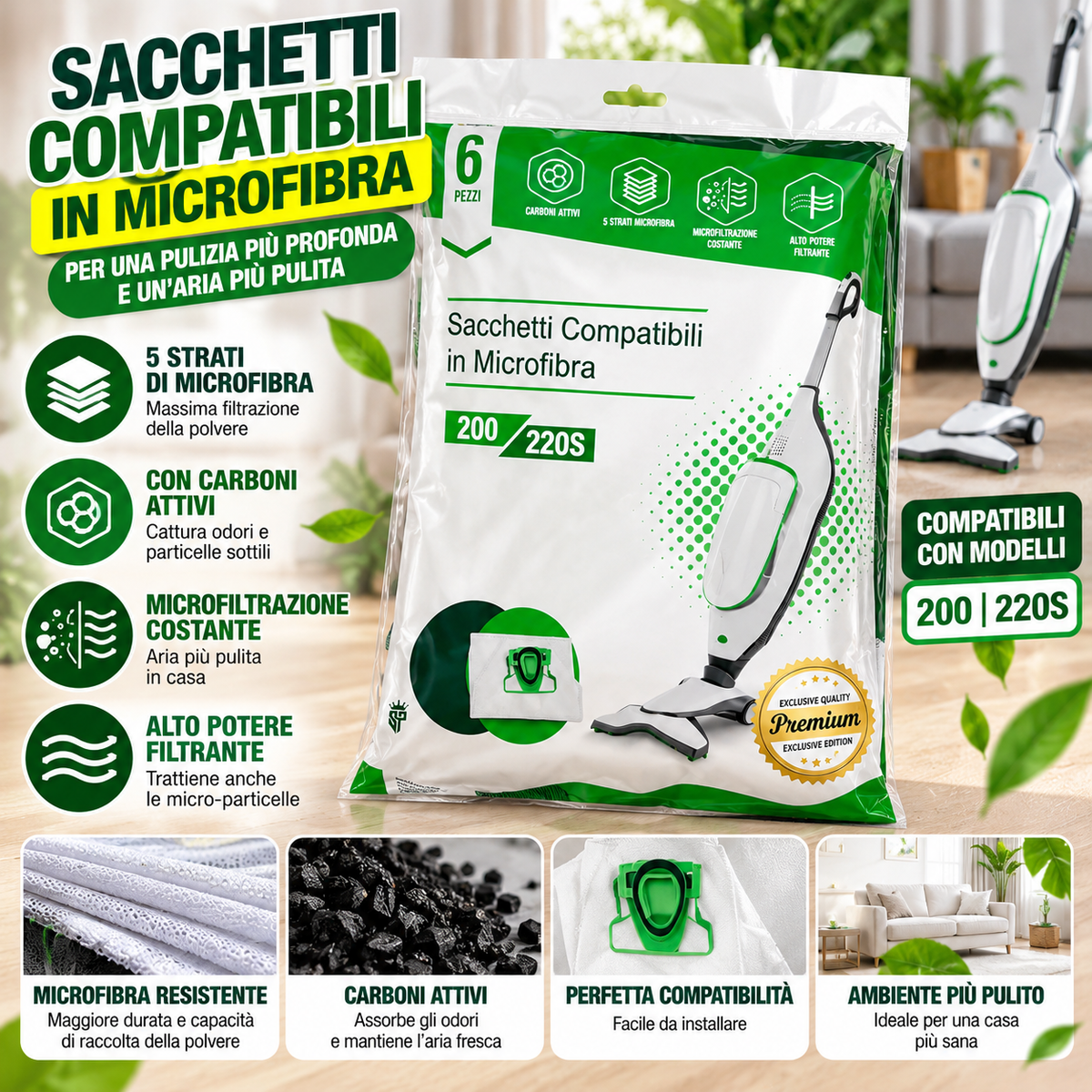Sacchetti compatibili con folletto modello Vk 200