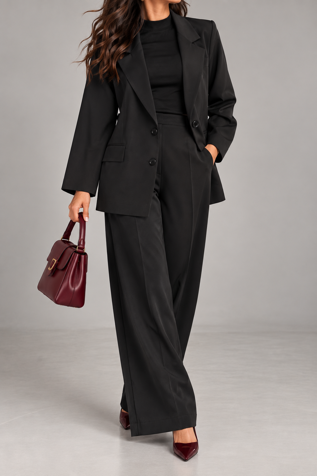 Tailleur Donna con Blazer e Pantalone Palazzo