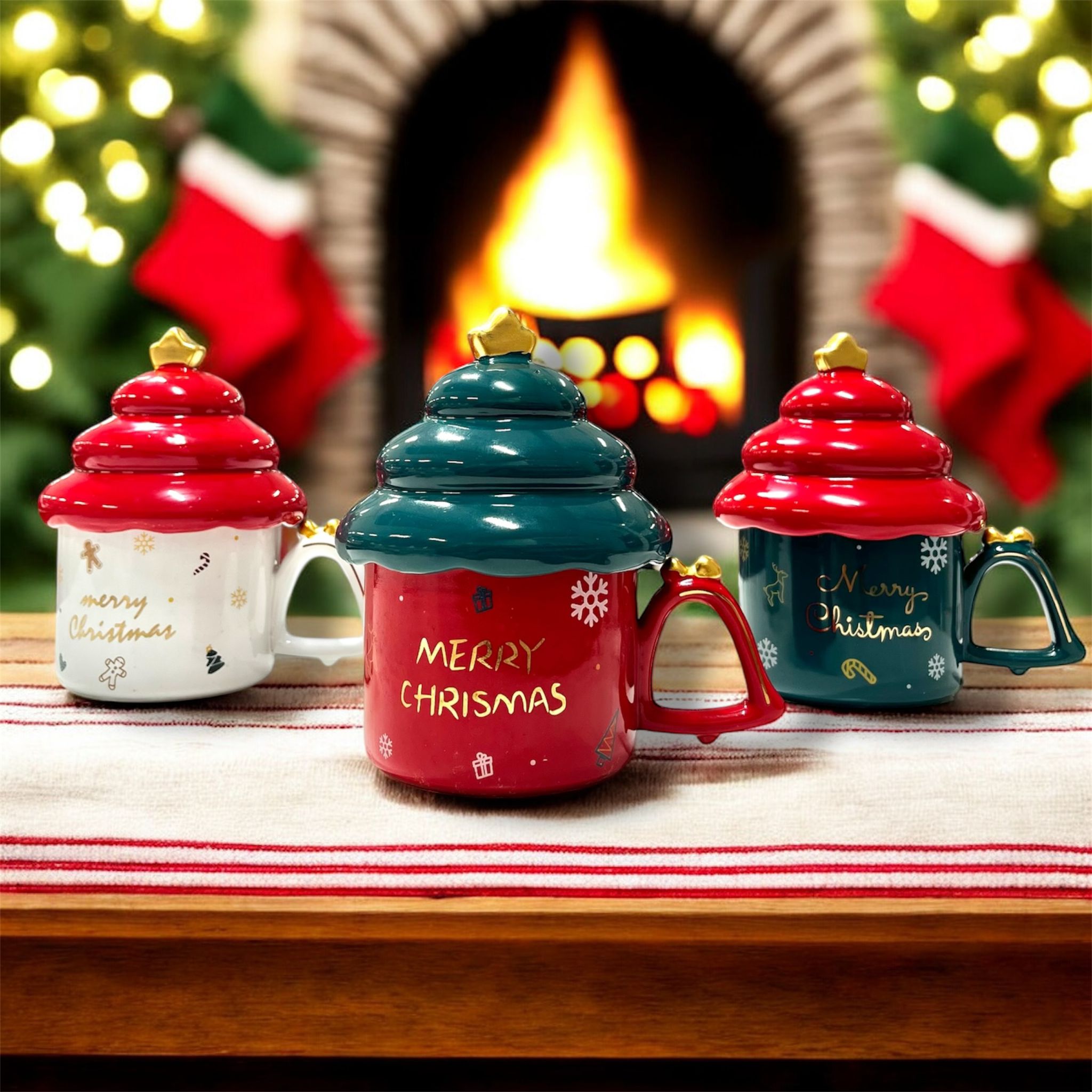 Tazze Merry Christmas con coperchio 600ml