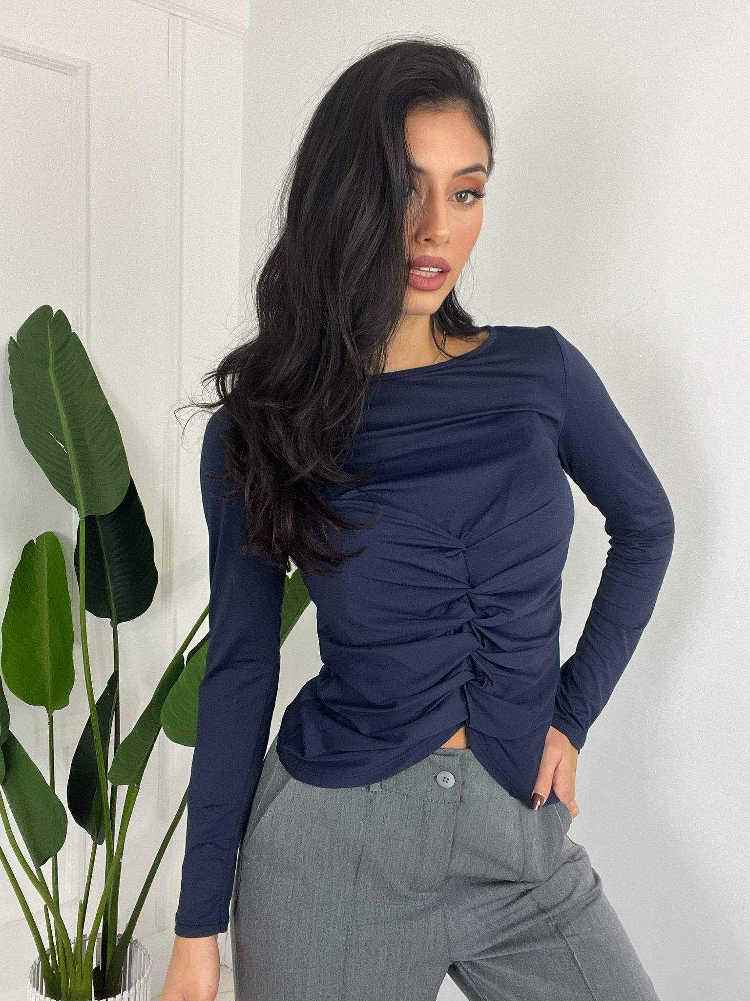 Top in lycra drappeggiato