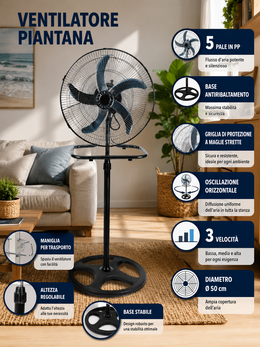 Ventilatore con Piantana