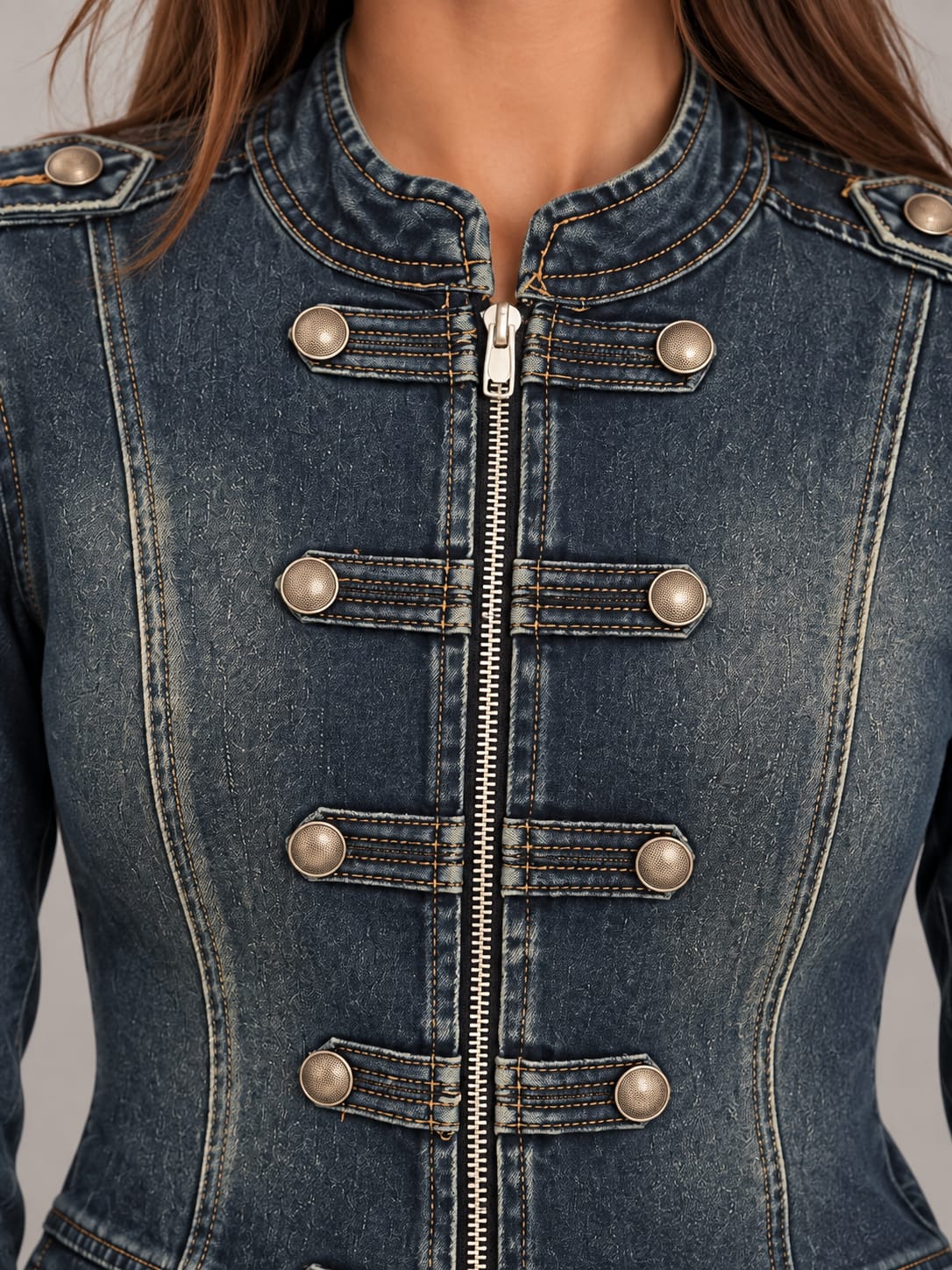 Giacca in denim stile militare