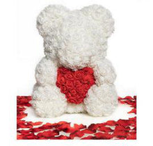 Carica l&#39;immagine nel visualizzatore di Gallery, Orsetto di Rose rosse e cuore bianco - Orsetto bianco con cuore rosso